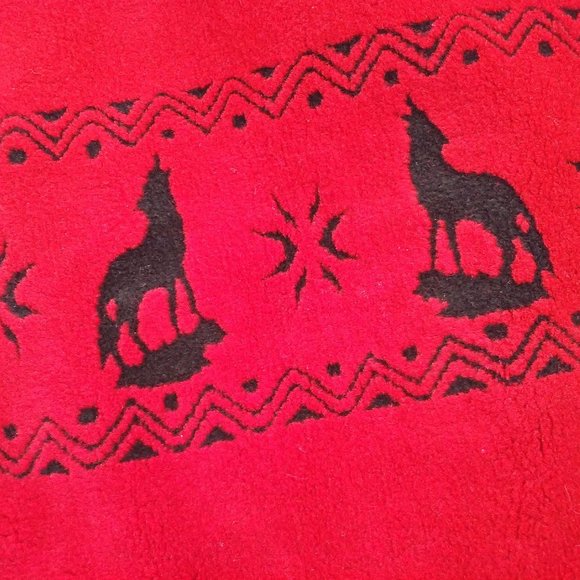 Vintage Silver Threads Great Falls USA Fleece Vest -M Pockets Coyote Western Red - Picture 10 of 10